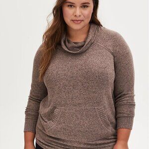 Torrid Super Soft Plush Walnut Cowl Neck Tunic Sweatshirt 3x 22 24